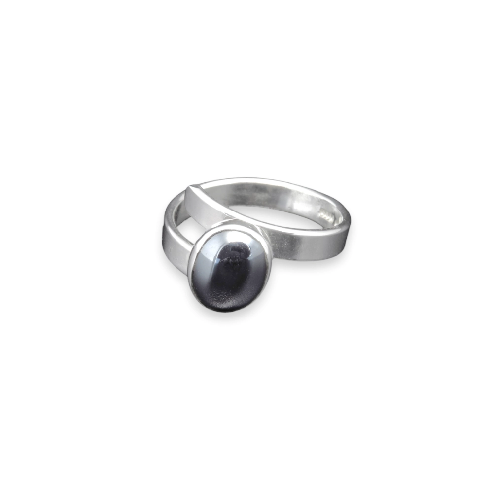 Sterling silver and 10x8mm Hematite ring